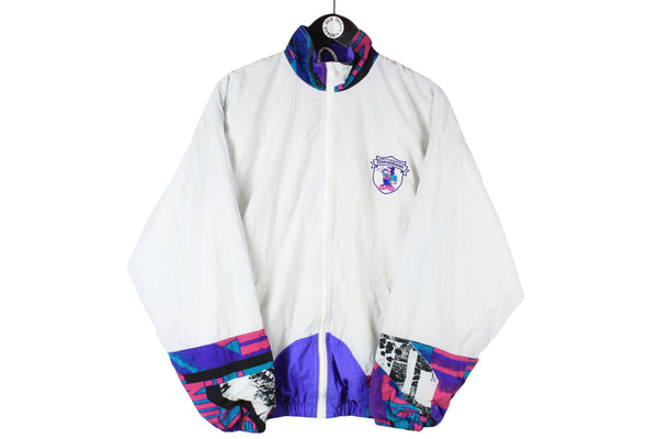 Vintage Donaldson Track Jacket Medium size men's full zip windbreaker multicolor sport suit athletic authentic cartoon disney logo rare retro 90's 80's streetwear