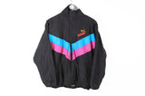 Vintage Puma Track Jacket Small black multicolor 90s windbreaker full zip