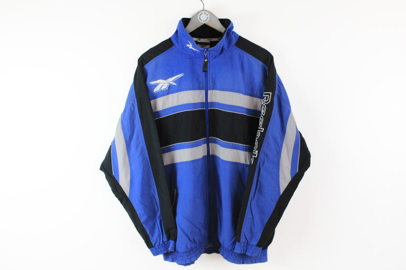 Vintage Reebok Track Jacket Large blue big logo 90s sport UK jacket