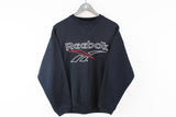 Vintage Reebok Sweatshirt Small blue big logo 90s sport jumper