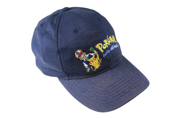 Vintage Pokemon Cap Kids navy blue cartoon 00s retro Pikachu hat