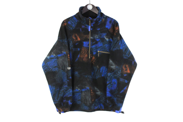 Vintage Mammut Fleece Half Zip XLarge abstract pattern black blue 90s sweater retro jumper