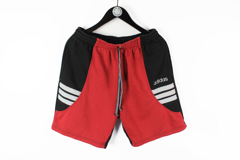 Vintage Adidas Shorts Large red black 90s cotton retro style shorts