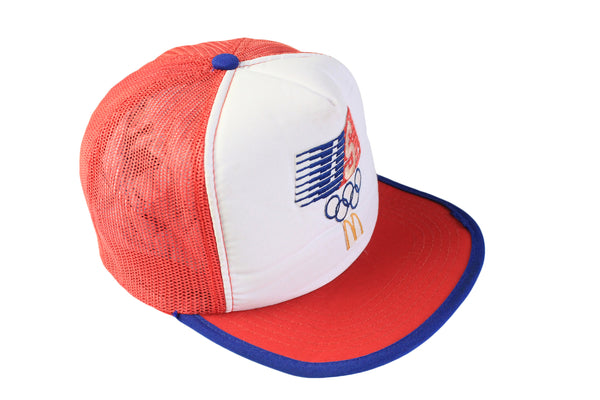 Vintage USA Olympic Team Trucker Cap white red 90's McDonalds retro hat