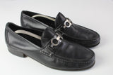 Vintage Salvatore Ferragamo Shoes black leather loafers 90s 