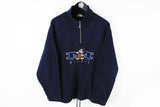 Vintage Mickey Mouse Disney Fleece Medium navy blue 90s sport 1/4 zip 
