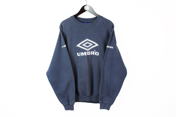 Vintage Umbro Sweatshirt Large blue big logo 90s sport style crewneck pullover