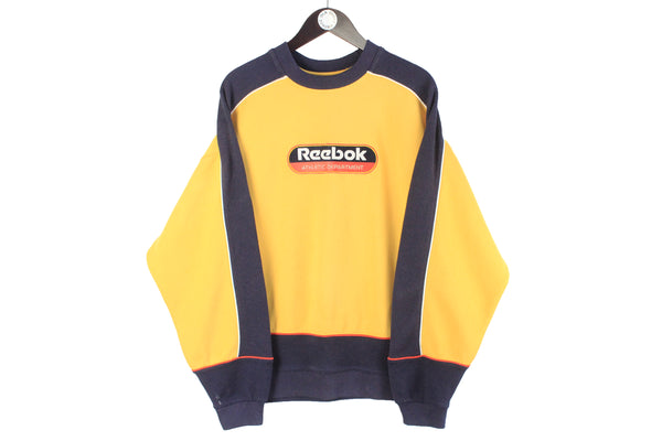 Vintage Reebok Sweatshirt XLarge yellow big logo 90s retro sport style crewneck jumper