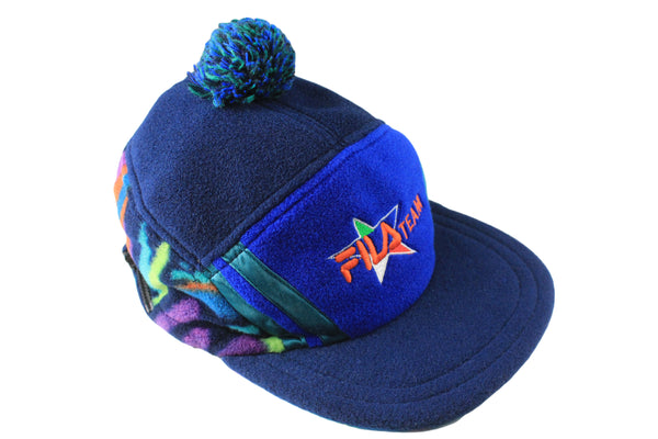 Vintage Fila Ski Team Fleece Cap blue retro style Magic Line 90s authentic rare hat