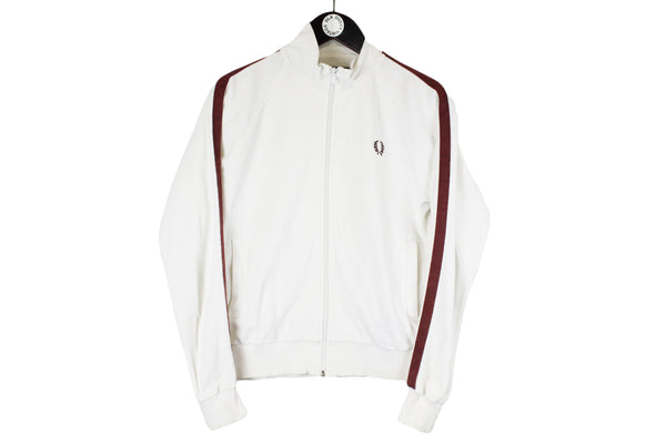 Vintage Fred Perry Track Jacket Women’s Large size white full zip sport suit authentic athletic tennis 90's 80's style basic hipster casual streetwear