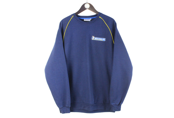 Vintage Michelin Sweatshirt XLarge navy blue retro crewneck sport style jumper small logo Formula 1 tires racing sportswear