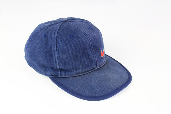 Vintage Nike Cap navy blue 90s small logo swoosh denim jeans hat