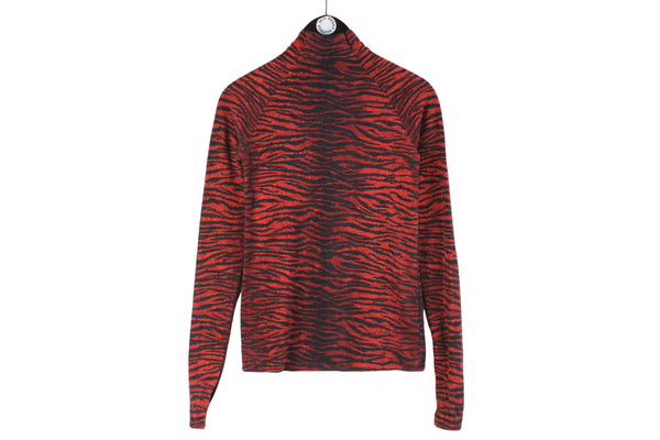 Kenzo x H&M Turleneck Long Sleeve Women's Medium red animal pattern blouse authentic