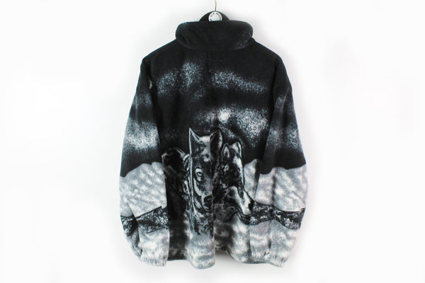 Vintage Wolf Fleece Full Zip Large