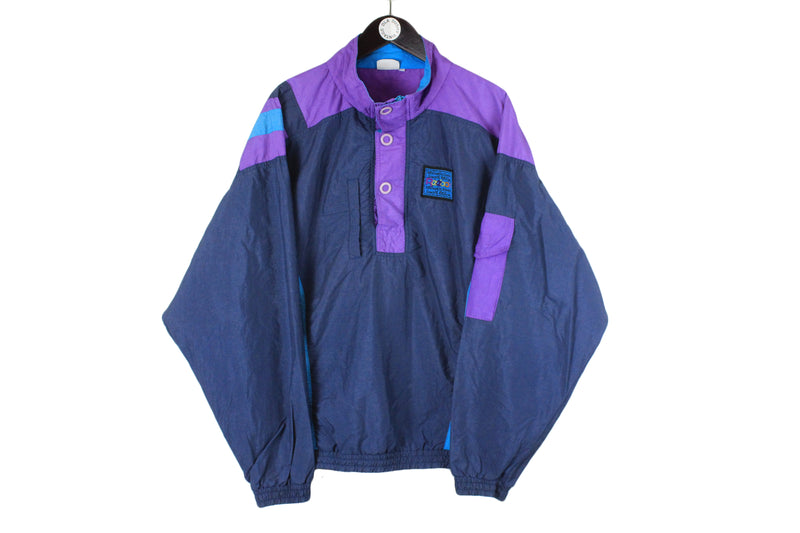 Vintage Reebok Anorak Jacket XLarge size men's multicolor purple bright rare retro half zip sport sui authentic athletic 90's 80's style basic hipster casual streetwear