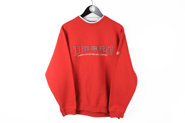 Vintage Umbro Sweatshirt Medium red big logo 90s UK style pullover crewneck