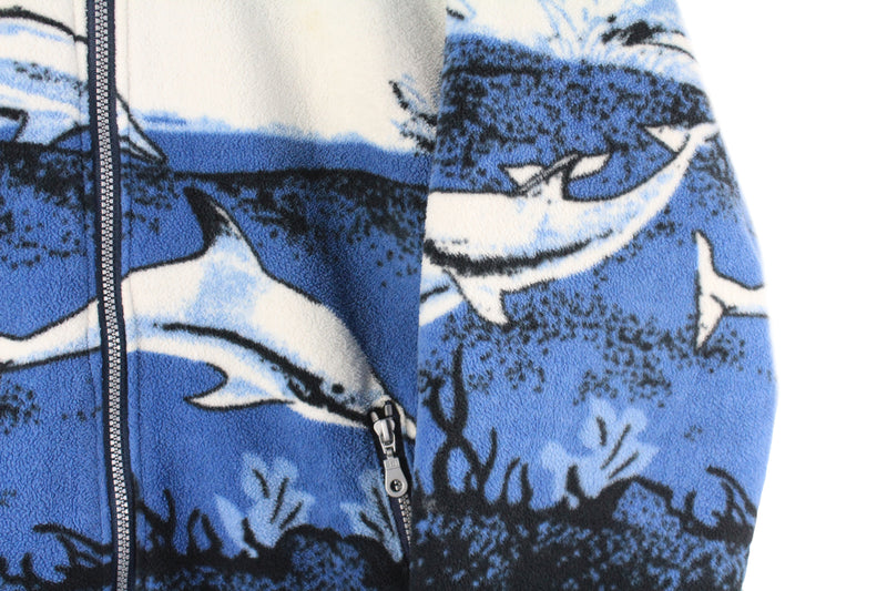 Vintage Dolphins Fleece Full Zip Large