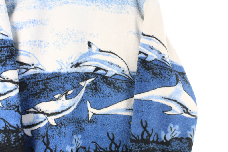 Vintage Dolphins Fleece Full Zip Large