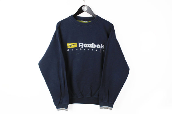 Vintage Reebok Sweatshirt Medium / Large big logo navy blue Membership 90s sport crewneck