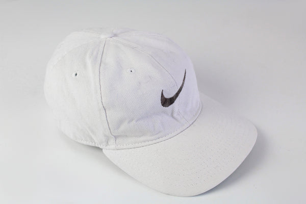 Vintage Nike Cap white front big logo swoosh 90s baseball style hat