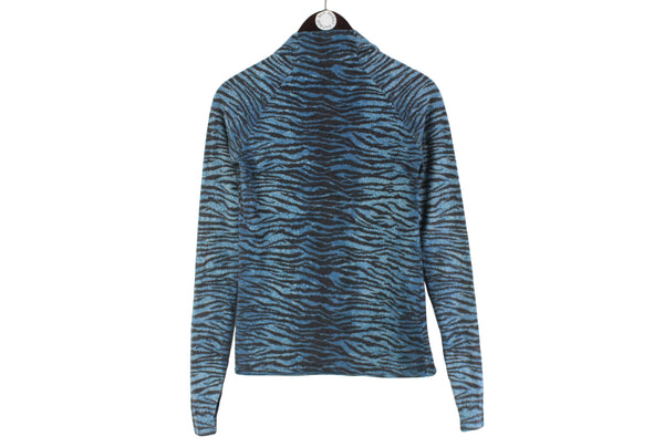 Kenzo x H&M Turtleneck Long Sleeve Women's 34 blue black authentic animal pattern 