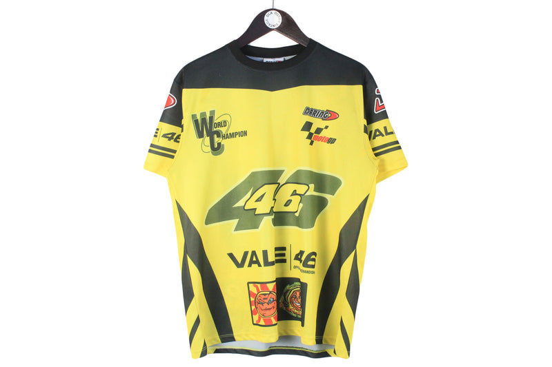 Vintage Valentino Rossi #46 The Doctor T-Shirt Large Valerossi 00s big logo Moto GP motor sport grand prix polyester tee