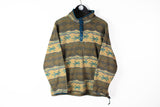 Vintage L.L.Bean Fleece 1/4 Zip Small multicolor brown 90s sport winter ski sweater