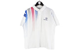 Vintage Sergio Tacchini Polo T-Shirt Medium Oversize white abstract pattern 90s tennis shirt 