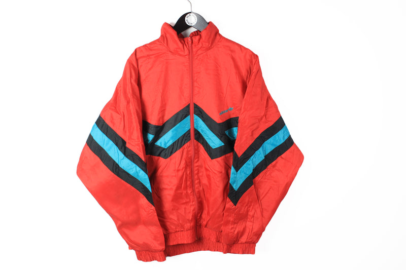 Vintage Adidas Track Jacket XLarge red 90s sport windbreaker retro style authentic jacket