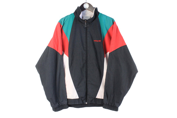 Vintage Adidas Track Jacket Medium black 90s retro sport style windbreaker jumper sportswear