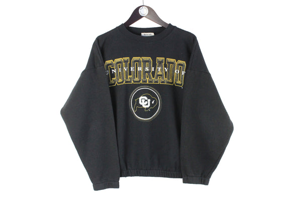 Vintage University of Colorado Sweatshirt Women’s XLarge black big logo CU Buffalo 90s retro USA sport college jumper crewneck