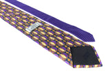 Vintage Gianni Versace Tie purple yellow pattern bright 80's medusa big logo 90's style monogram silk made in Italy authentic men's gift rare retro
