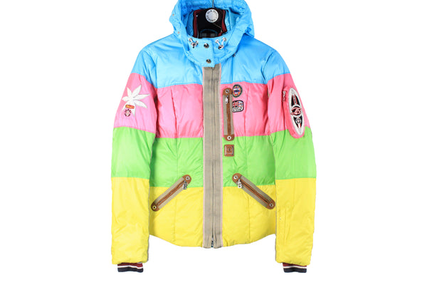 Vintage Bogner Jacket Women's  multicolor ski style winter puffer hooded jacket 90s sport