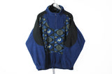 Vintage Fleece 1/4 Zip Large blue 90s sport style abstract pattern retro ski sweater