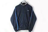 Vintage Nike Track Jacket Medium big logo 90s navy blue sport athletic windbreaker