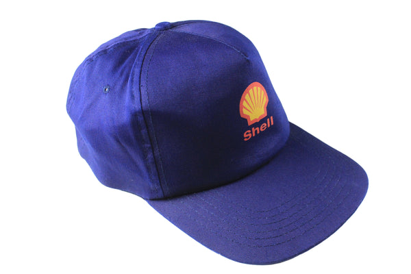 Vintage Shell Cap navy blue big logo 90s retro sport style hat racing Ferrari hat