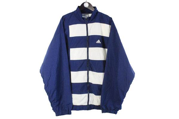 Vintage Adidas Jacket XXLarge  blue white 90s retro small logo sport style windbreaker jumper
