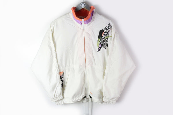 Vintage Adidas Track Jacket Women's Small white abstract pattern sport jacket 90s