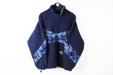 Vintage Fleece Half Zip XXLarge blue 90s sport retro style ski sweater 