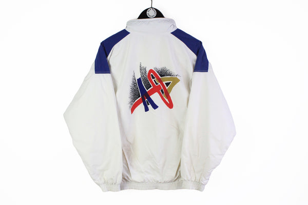 Vintage Adidas Stefan Edberg Track Jacket Medium white big logo 90s full zip retro style windbreaker