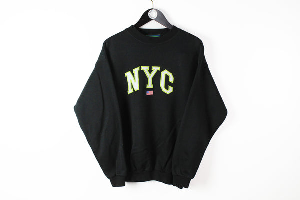 Vintage New York City Sweatshirt Medium black NYC big logo 90s sport style jumper