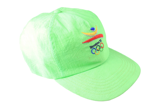 Vintage Barcelona 1992 Olympic Games Cap green acid big logo 90s retro sport hat classic rare 