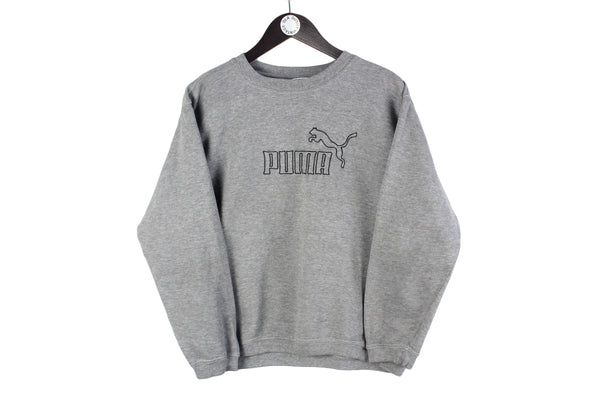 Vintage Puma Sweatshirt Women’s Small / Medium gray big logo 90s crewneck sport jumper