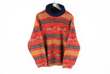 Vintage Ellesse Fleece Turtleneck Medium red 90s winter sport style sweater