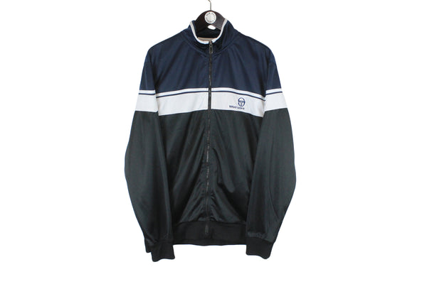 Vintage Sergio Tacchini Track Jacket XLarge size men's basic training windbreaker front small logo 90's 80's athletic authentic clothing full zip long sleeve