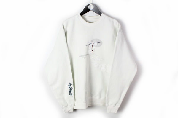 Vintage Japan Style Sweatshirt Large 90s retro style white sport jumper