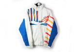 Vintage Reebok Track Jacket Medium big logo white multicolor 90s retro style UK windbreaker