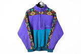 Vintage Fleece Half Zip Medium multicolor abstract pattern purple 90s ski sweater