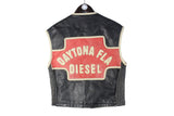 Vintage Diesel Daytona Fla Vest Medium big logo leather sleeveless jacket biker heavy style USA