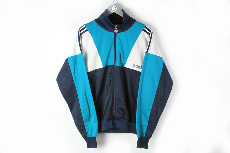 Vintage Adidas Track Jacket Medium made in Hong Kong full zip sport windbreaker 80s